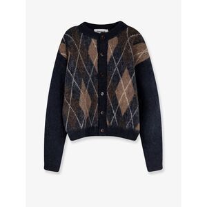 Tonywack Unisex Unisex Diamond Pattern Alpaca Blend Cardigan